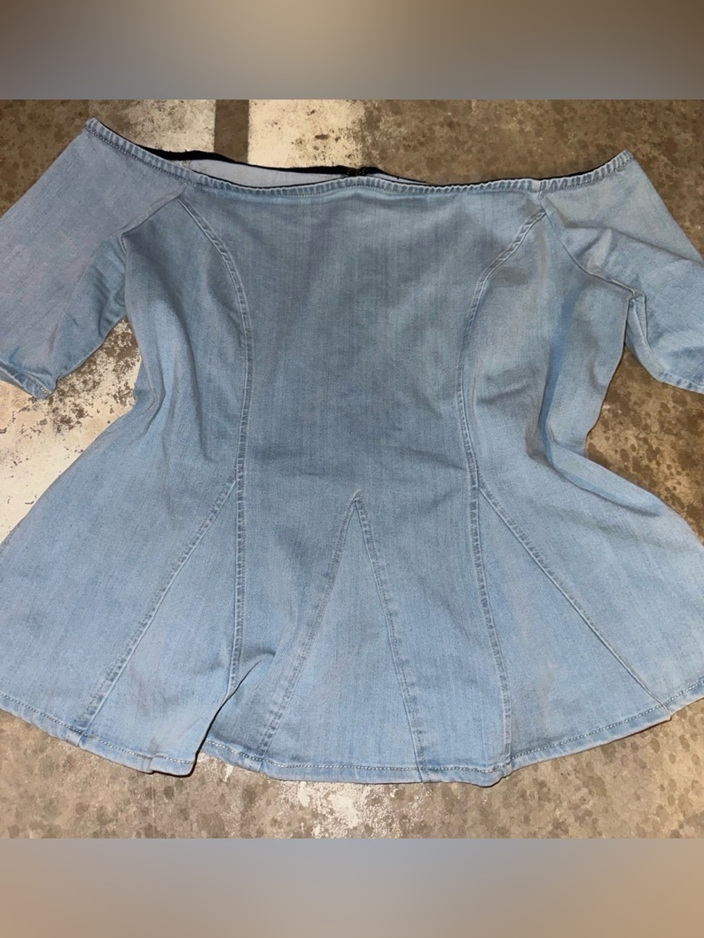 Light Blue Denim Off-Shoulder Peplum Top XL